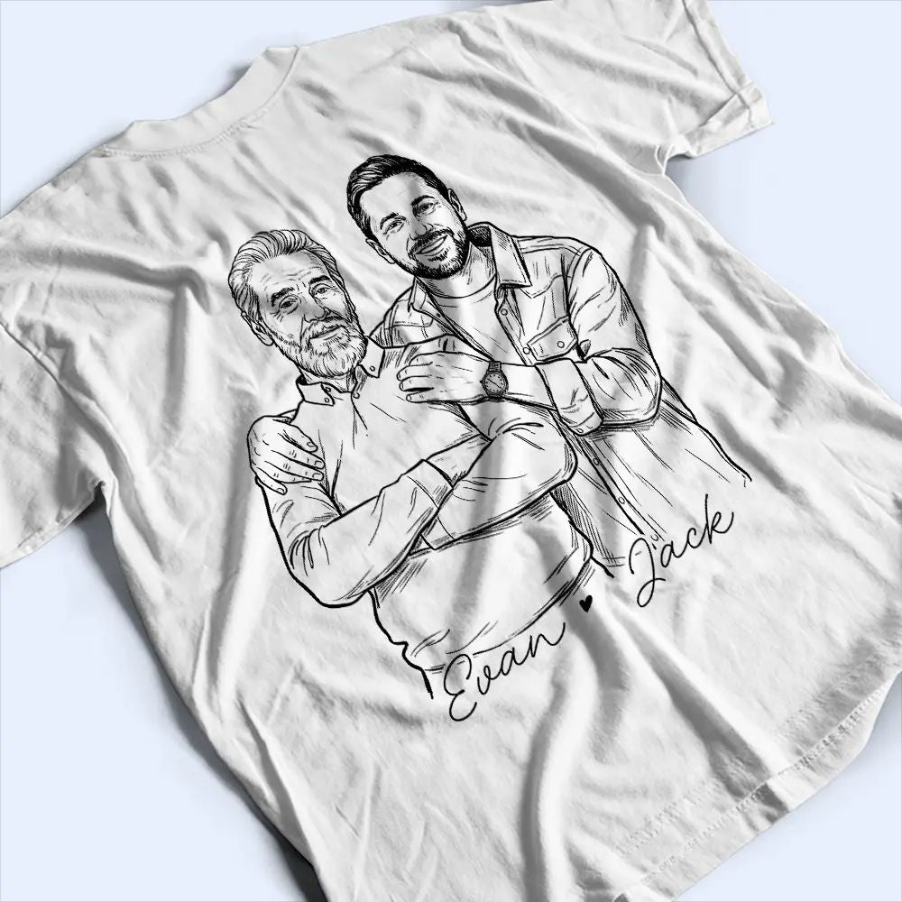 Custom Photo Bold Sketch Papa Dad Cross Arrows - Personalized T Shirt