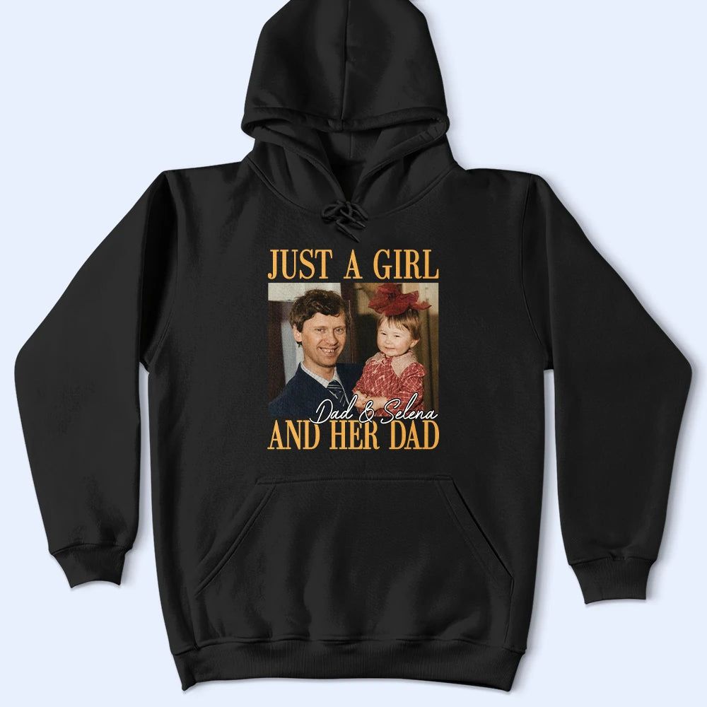 Custom Photo Vintage Photo Childhood Just A Dad And His Girl - Personalized T Shirt