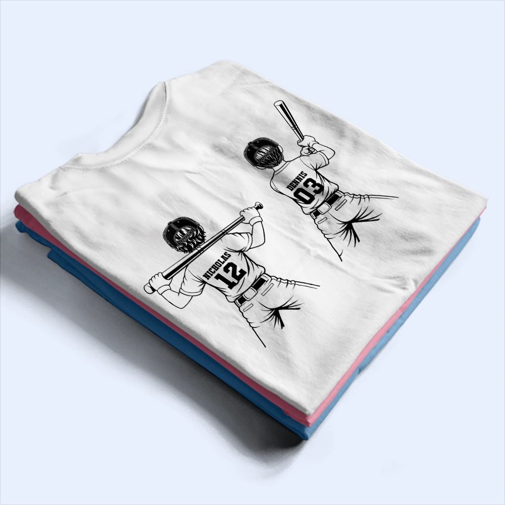 Baseball Mom Dad Kid Backside - Personalized T Shirt