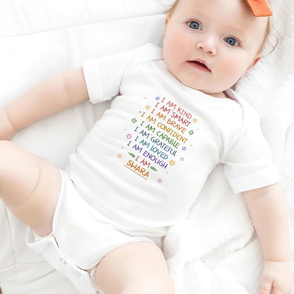 Kid Baby I Am Kind I Am Smart - Personalized Baby Onesie