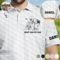 Custom Photo Pencil Sketch Best Dad Grandpa By Par - Personalized Polo Shirt