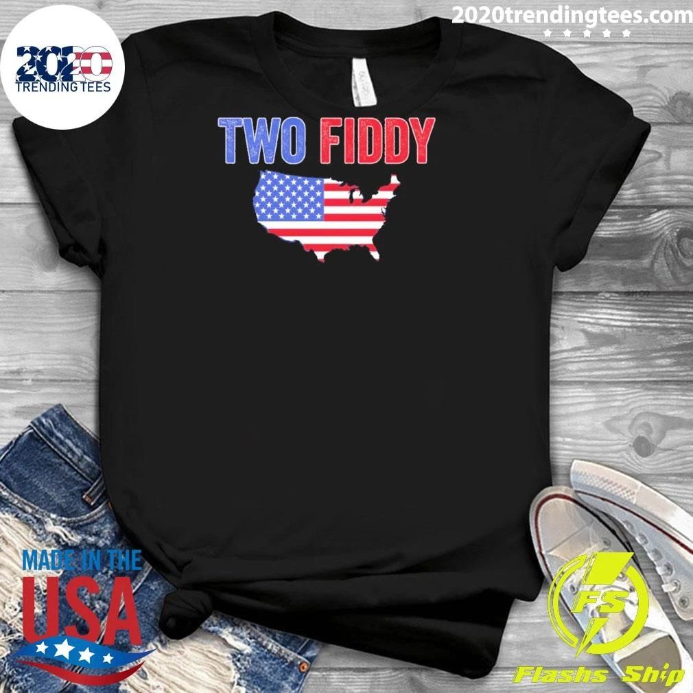 Two Fiddy Patriotic Usa Map 4th Of July America Birthday Shirt