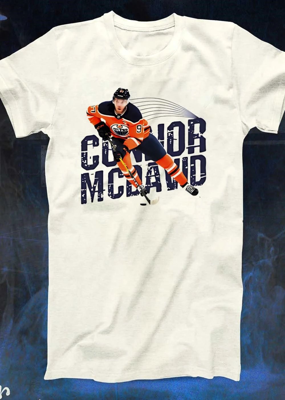 Edmonton Oilers Hockey Icon Connor McDavid Textured Word Art T-Shirt