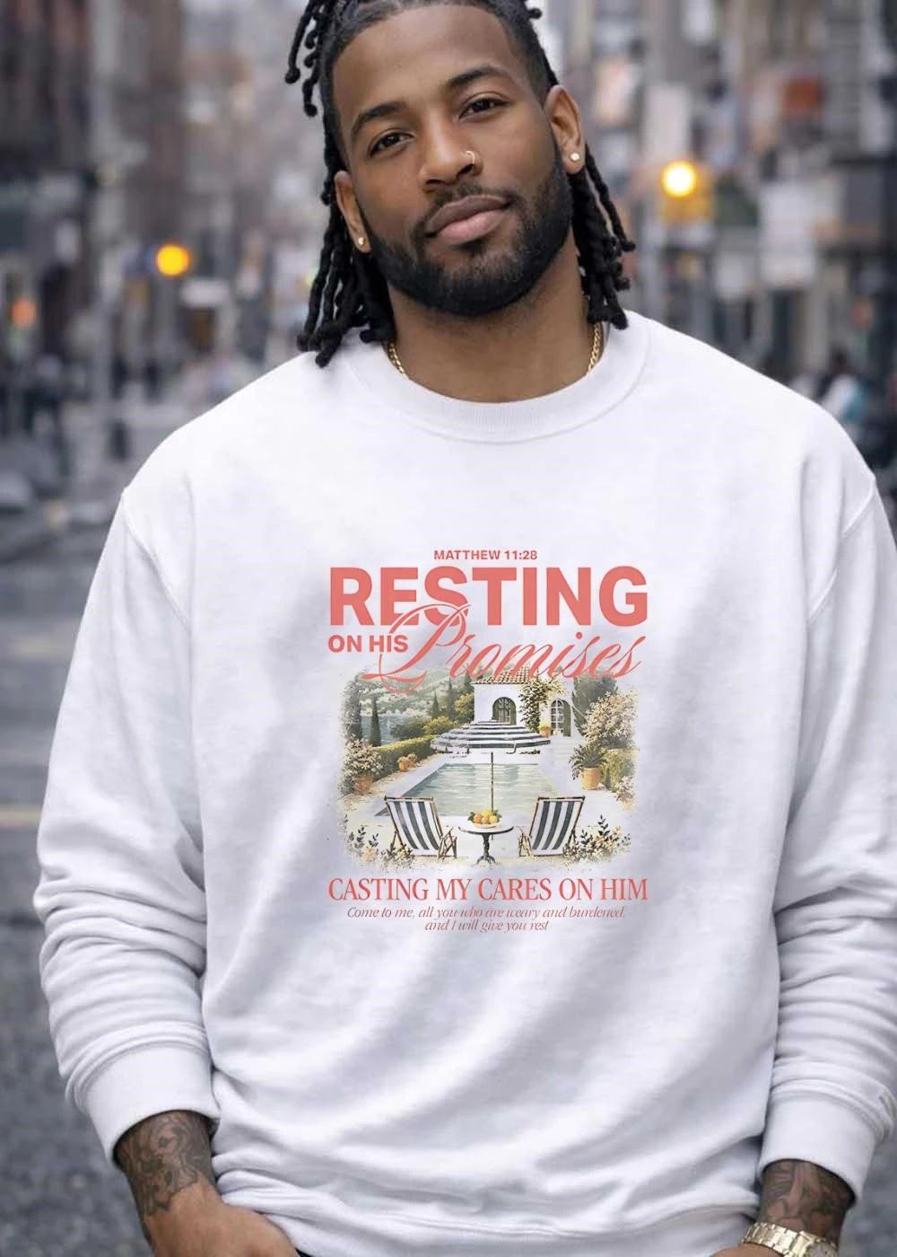Matthew 11 28 Resting on His Promises Casting My Cares on Him Come to Me All You Who Are Weary and Burdened and I Will Give You Rest T-Shirt