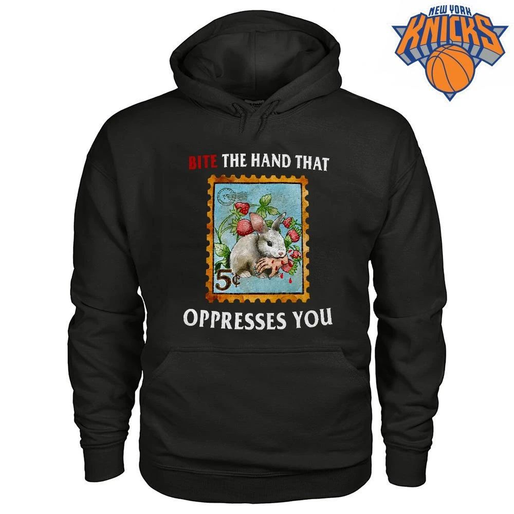 Bite The Hand That Oppresses You Vintage Rabbit Stamp Activism Protest Shirt