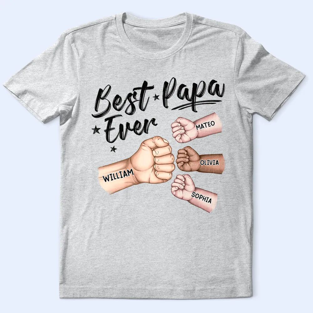 Best Dad Grandpa Ever Fist Bump - Personalized T Shirt