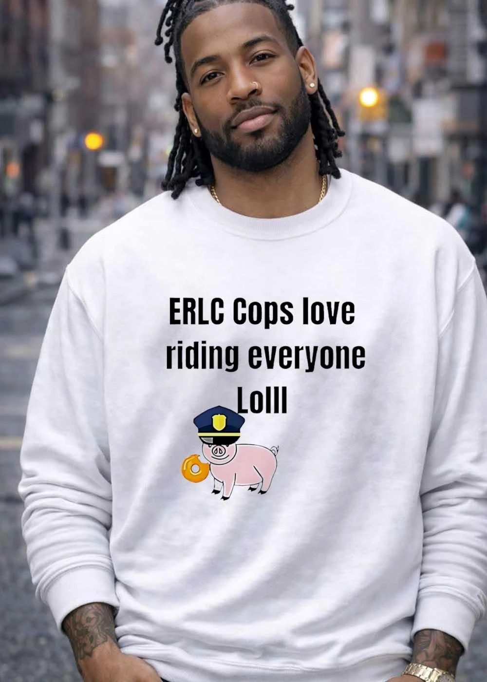 ERLC Pig Cop Eating Donut Riding Everyone Lolll T-Shirt