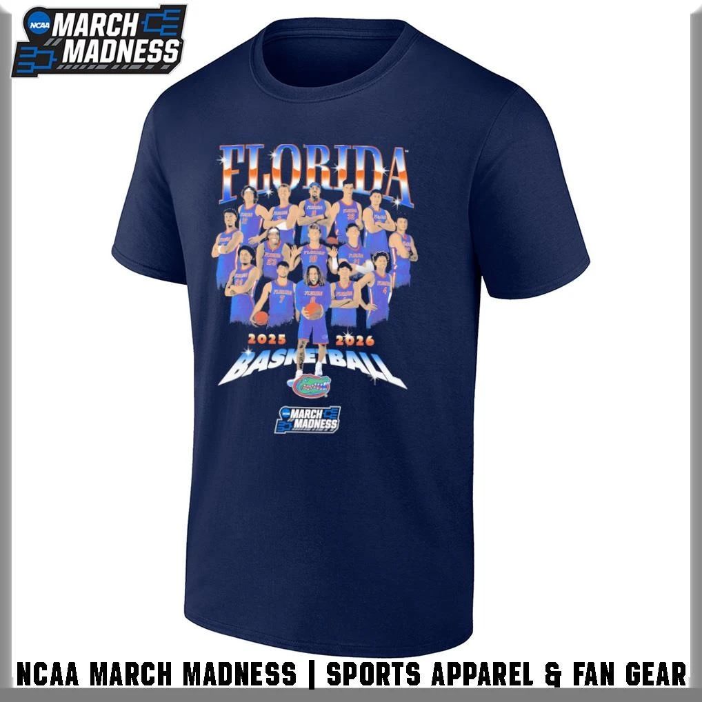 Florida Gators Men’s Basketball Teams 2025-2026 NCAA March Madness T-Shirt