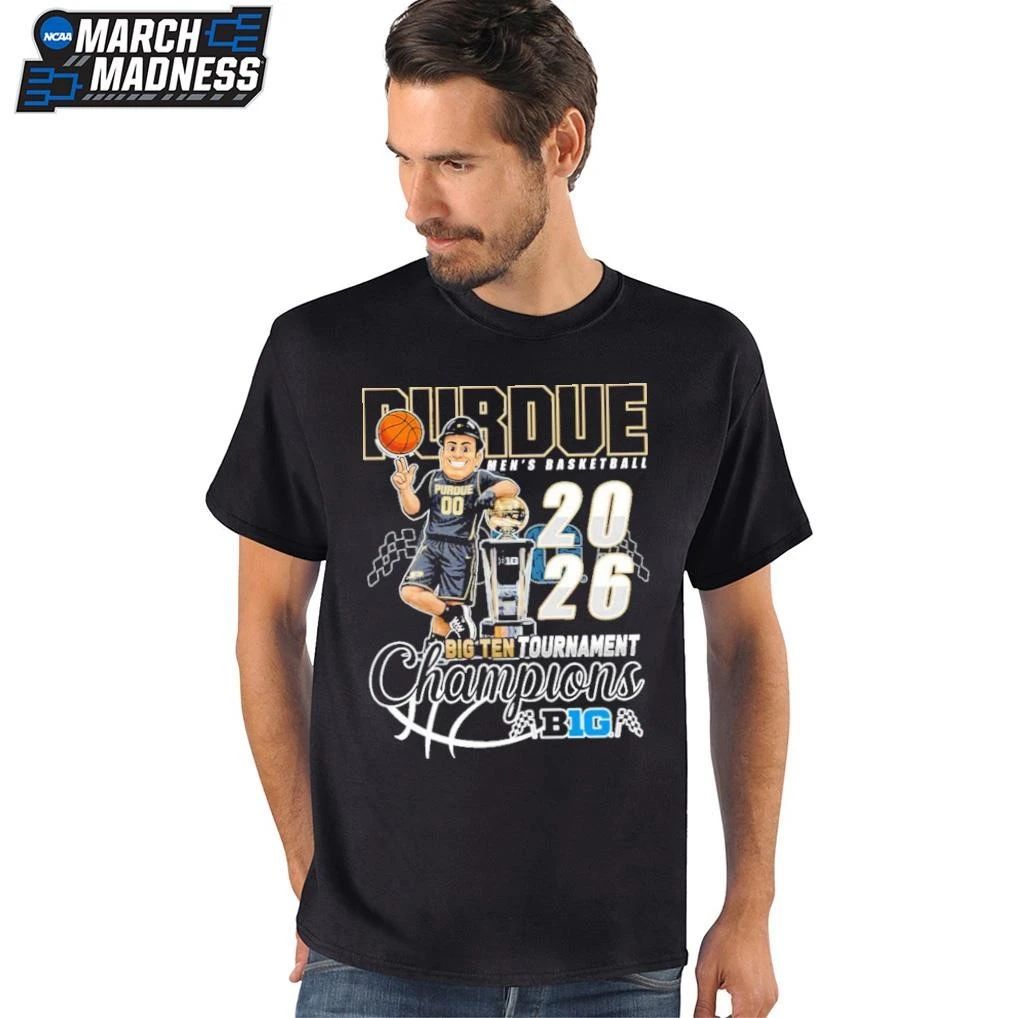 Purdue Boilermakers 2026 Big Ten Men’s Basketball Tournament Champions Mascot Trophy T-Shirt