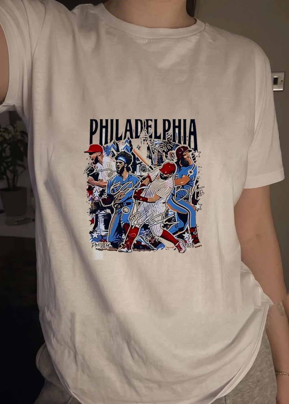 Philly 2026 Philadelphia Baseball Players Hitting Home Run T-Shirt