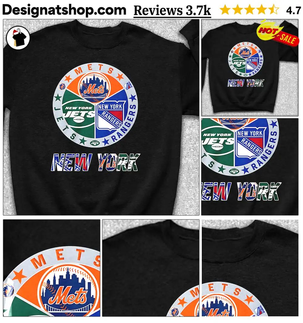Mets Jets Rangers teams New York sports logo shirt