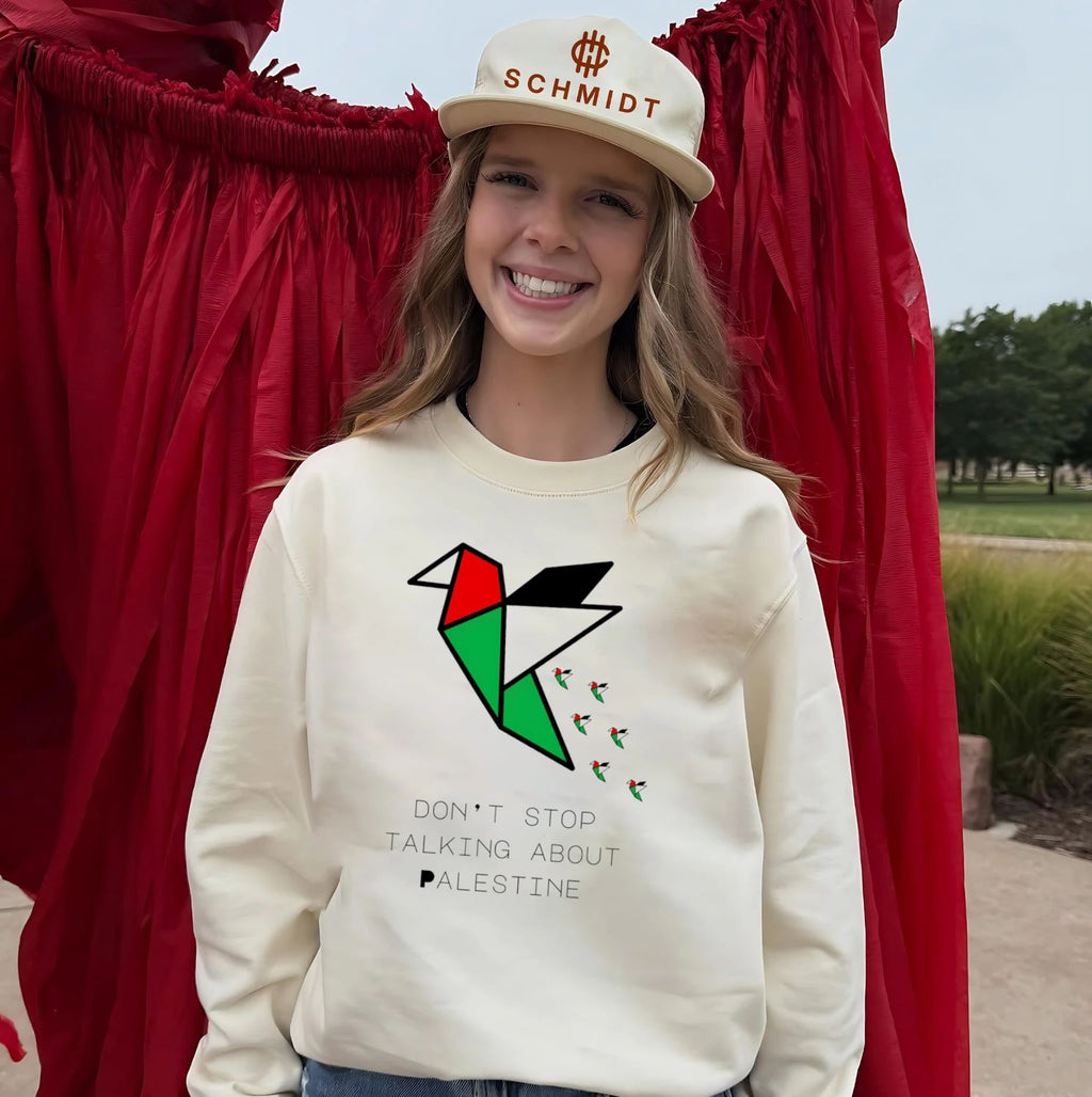Don’t Stop Talking About Palestine Origami Bird shirt
