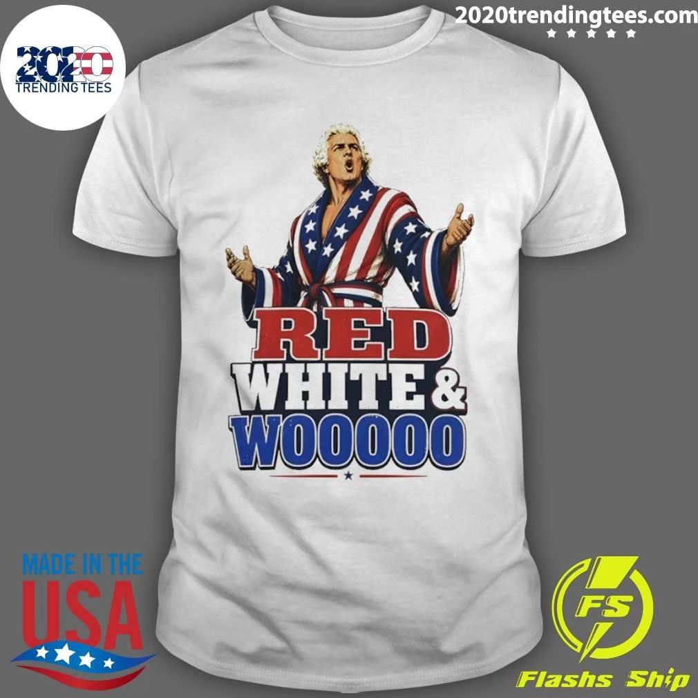 Ric Flair Wrestling Legend Red White And Woooo 4th Of July Usa 250 Shirt