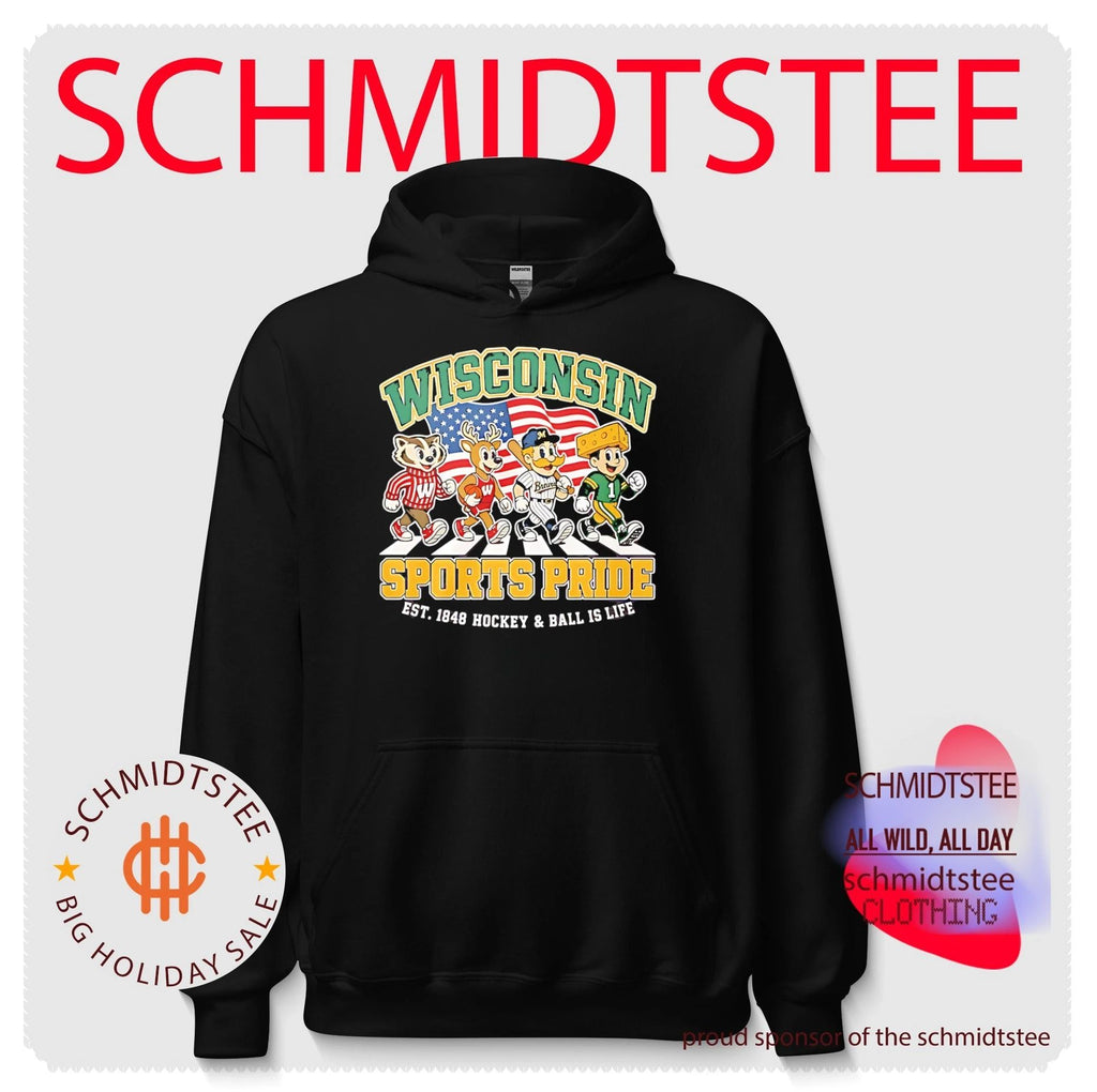 Wisconsin Sports Pride est 1848 Hockey and Ball is life mascot Abbey Road shirt