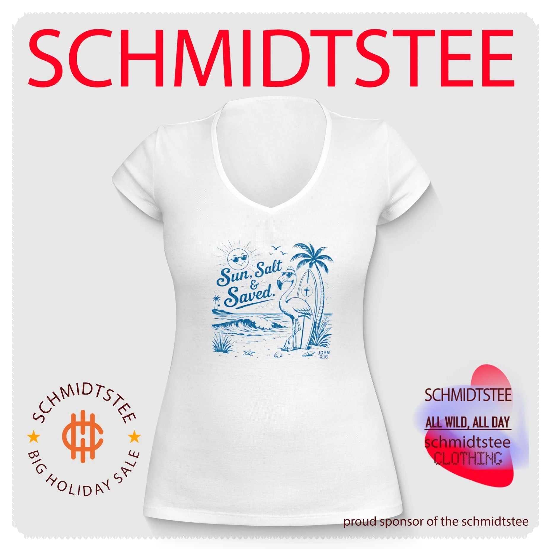 Sun Salt and Saved Flamingo John 3 – 16 Christian shirt