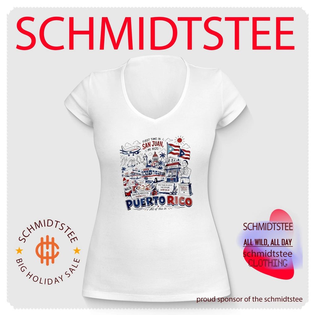 First time in San Juan Puerto Rico landmarks and local food illustration shirt