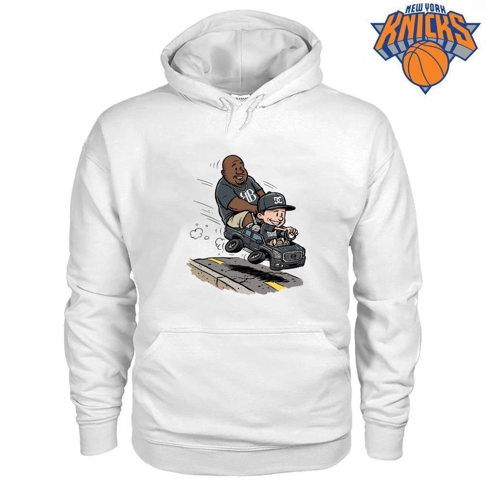 Big Boy and Friend Riding Toy Truck Cartoon Graphic Shirt