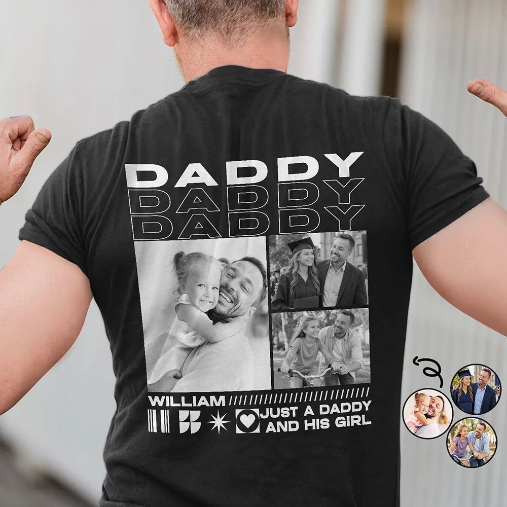 Custom Photo Just A Dad And His Girl Boy - Personalized T Shirt