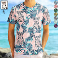 Custom Photo Pencil Drawing Palm Leaf Vacation Vibe - Personalized Full Print T Shirt