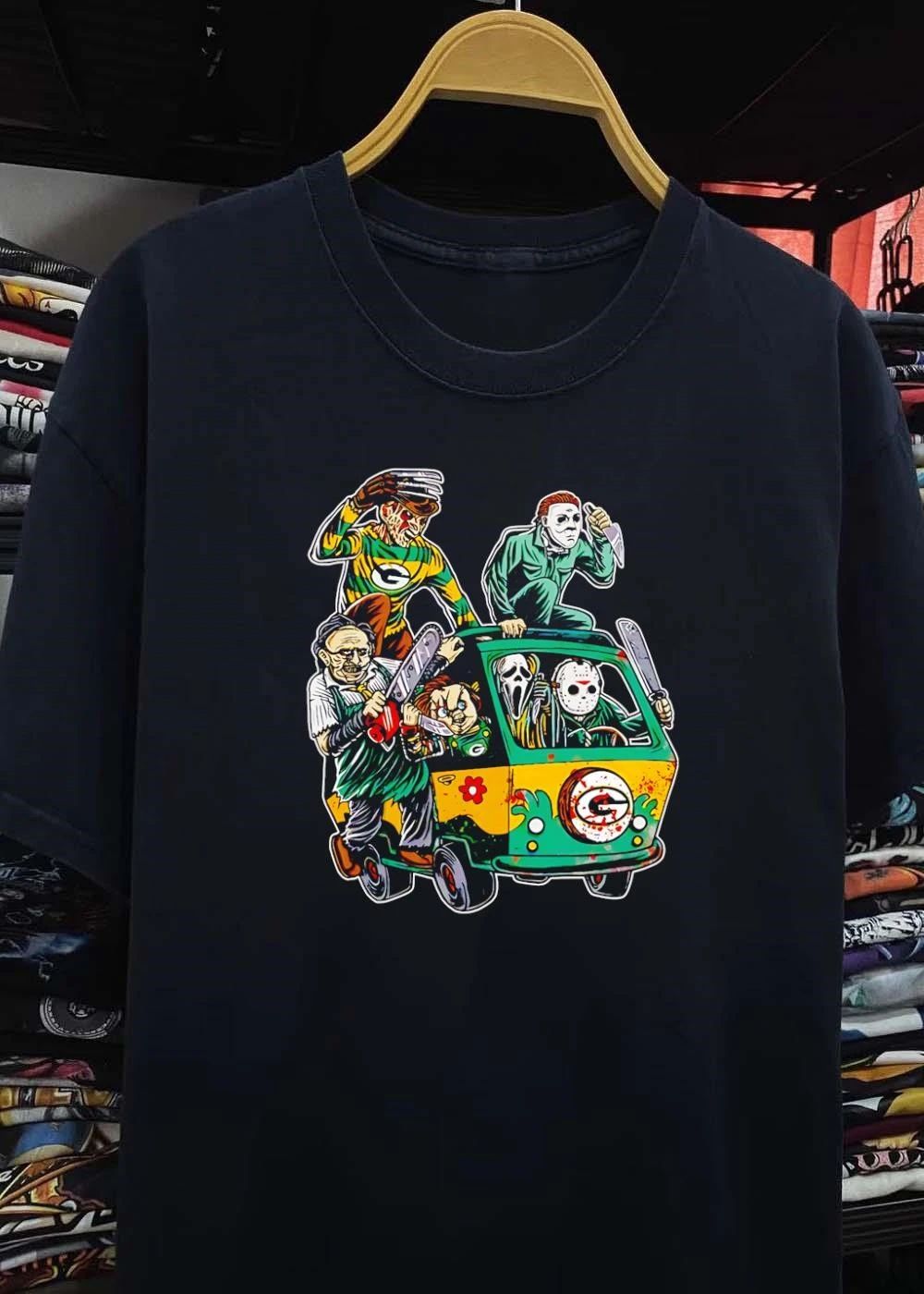 Horror Villains Riding the Mystery Machine Green Bay Packers shirt
