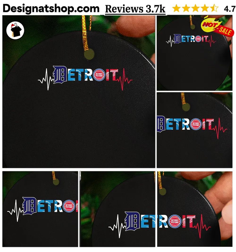 Detroit sports teams heartbeat D E T R O I T shirt