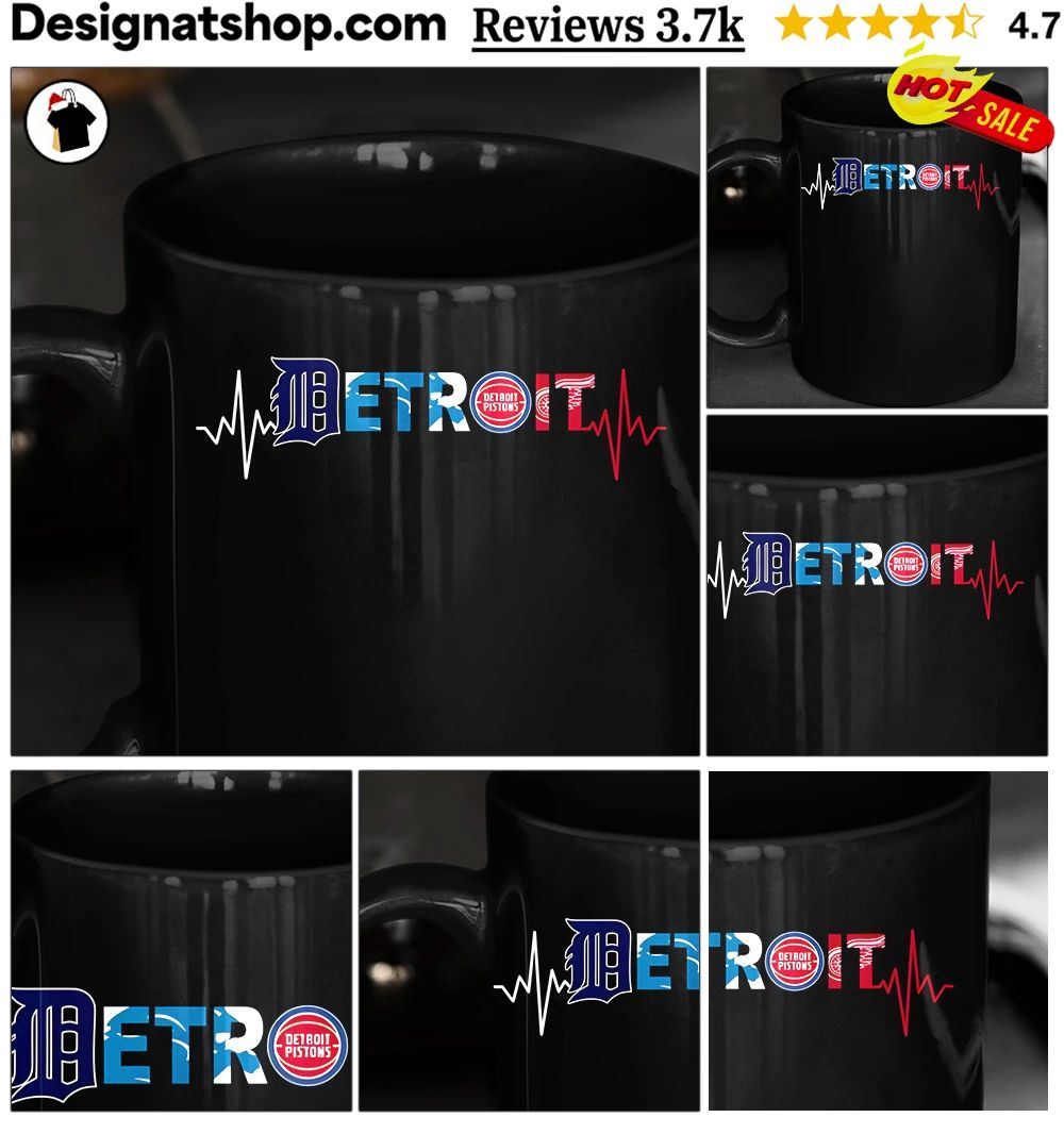 Detroit sports teams heartbeat D E T R O I T shirt