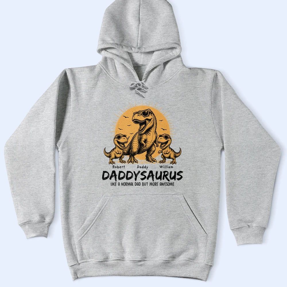 Cool Dinosaur Retro Yellow Vintage Daddysaurus - Personalized T Shirt