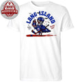 White T-shirt with the Long Island Hockey Club logo printed on it