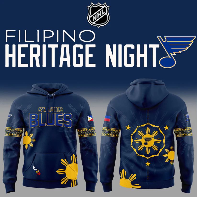 St. Louis Blues Filipino Heritage Night Hoodie – 3D All-Over Print NHL Fan Apparel with Philippine Flag Design