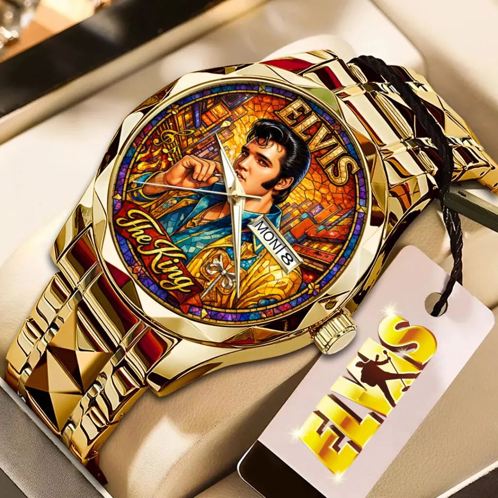 Elvis The King Stained Glass Watch