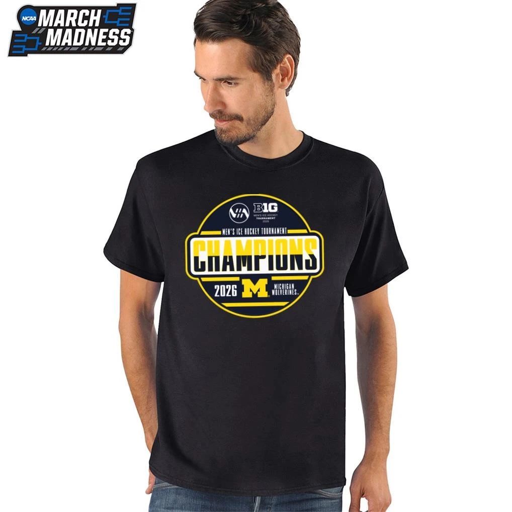 Michigan Wolverines 2026 Big Ten Men’s Ice Hockey Tournament Champions Locker Room T-Shirt