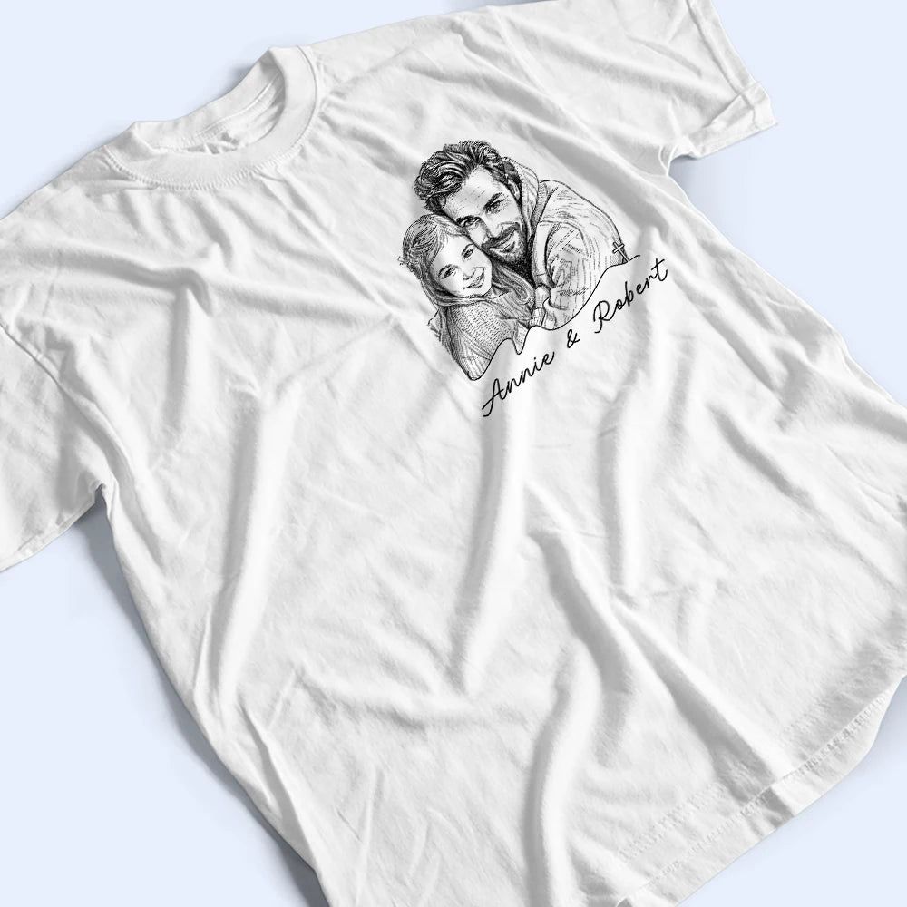 Custom Photo Pencil Sketch Dad On A Mission - Personalized T Shirt
