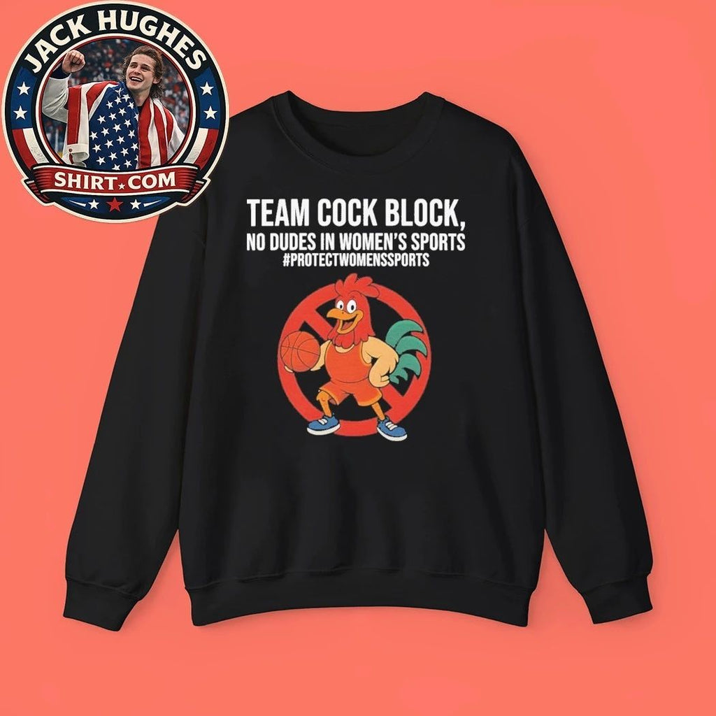 Team Cock Block Shirt – Bold Rooster Basketball Block Graphic Protest T-Shirt