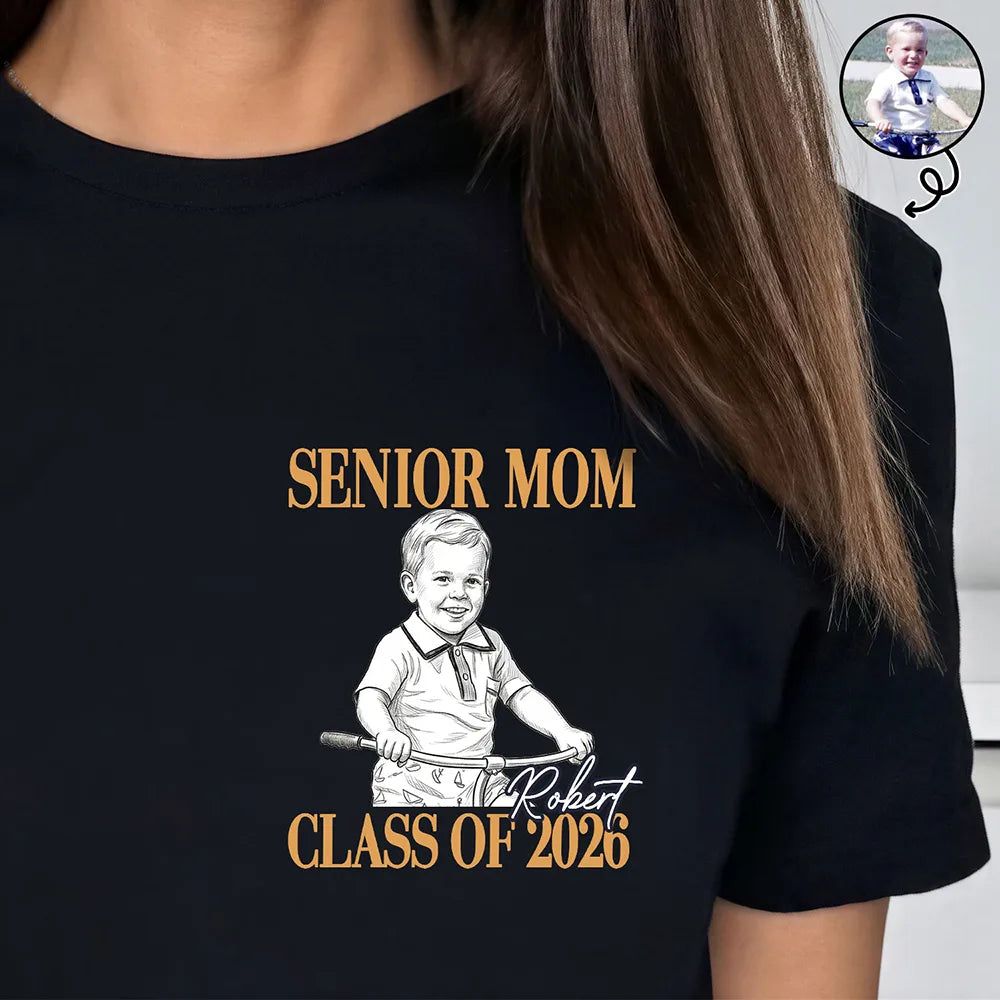 Custom Photo Pencil Sketch Senior Mom Graduation - Personalized T Shirt