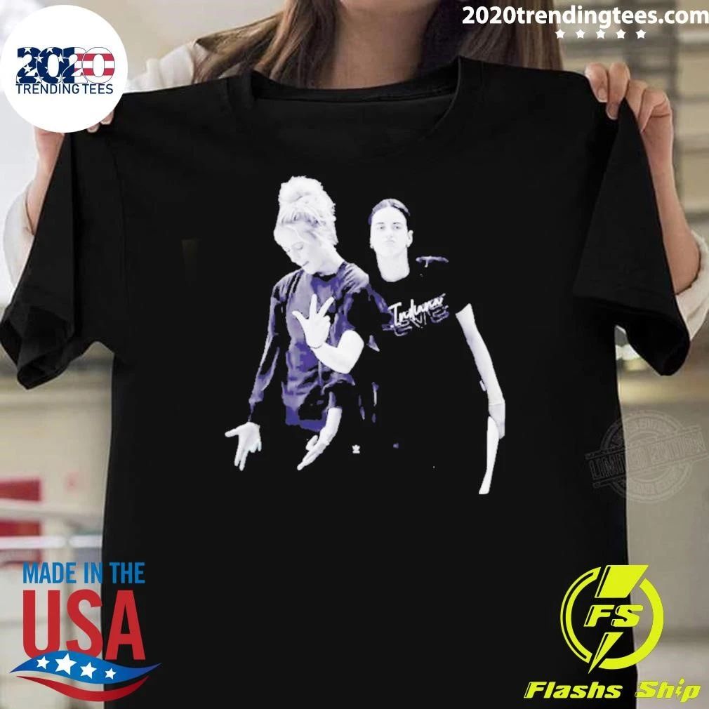Caitlin Clark And Sophie Cunningham Black And White Duo Photo Shirt