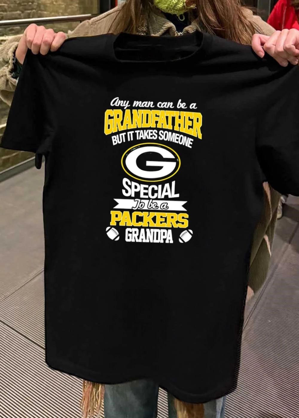 Green Bay Packers Grandpa Gift Shirt Any Man Can Be a Grandfather