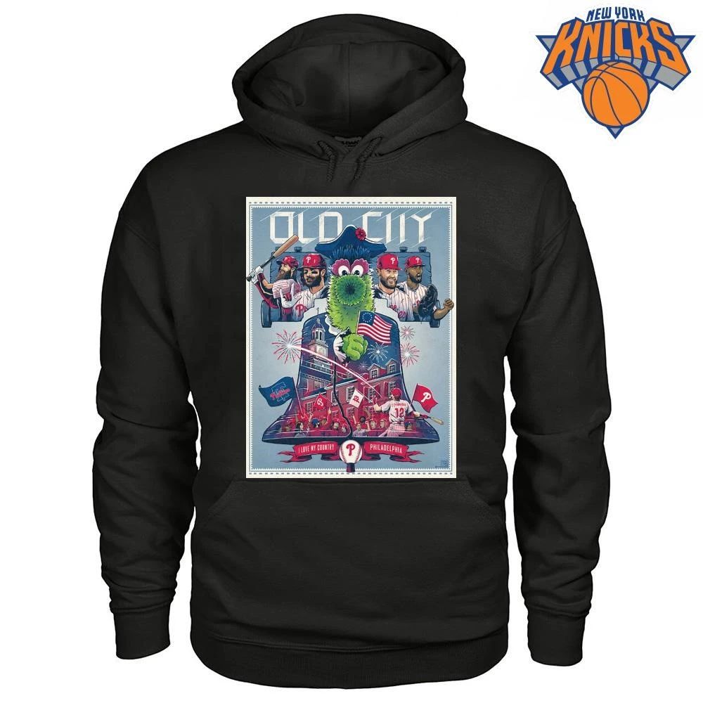 Philadelphia Phillies Old City Phillie Phanatic Liberty Bell Baseball Mascot Shirt