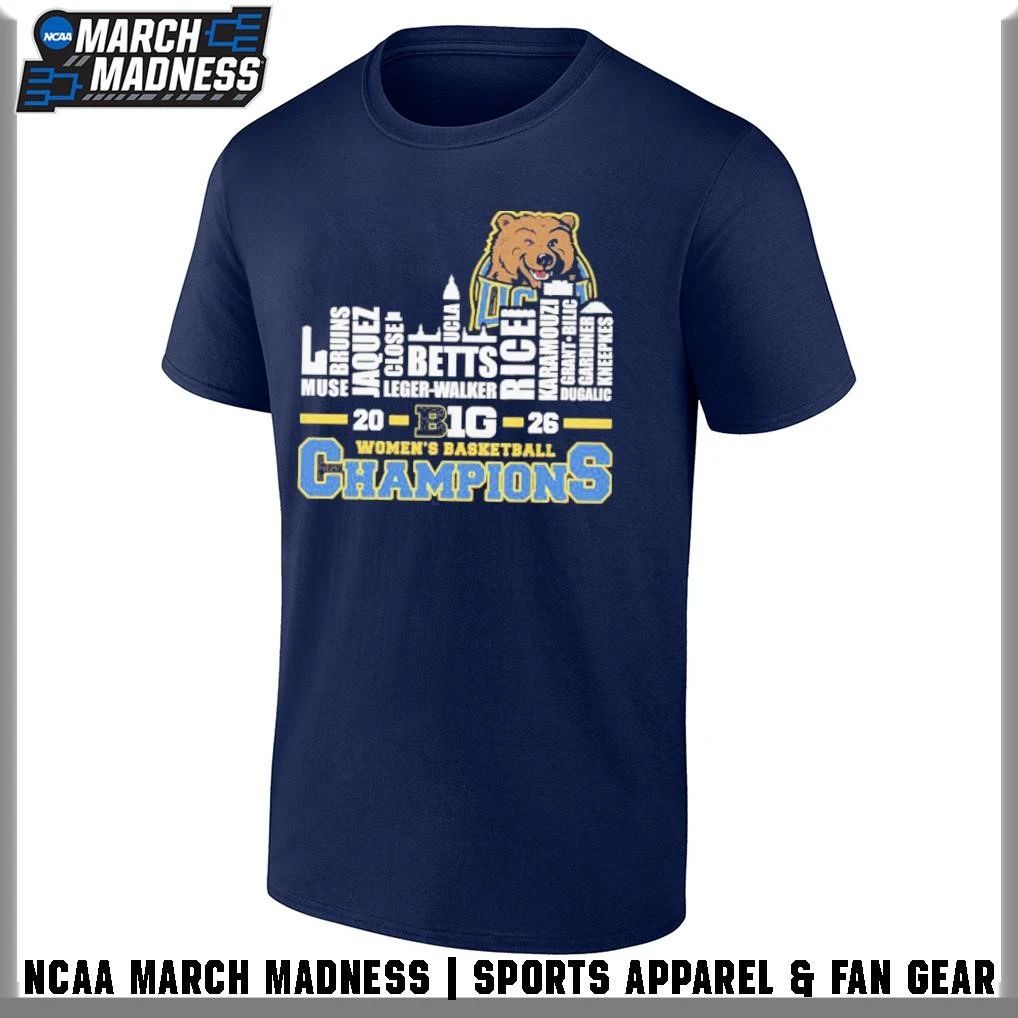 UCLA Bruins City Skyline Players Names 2026 Big Ten Women’s Basketball Champions T-Shirt