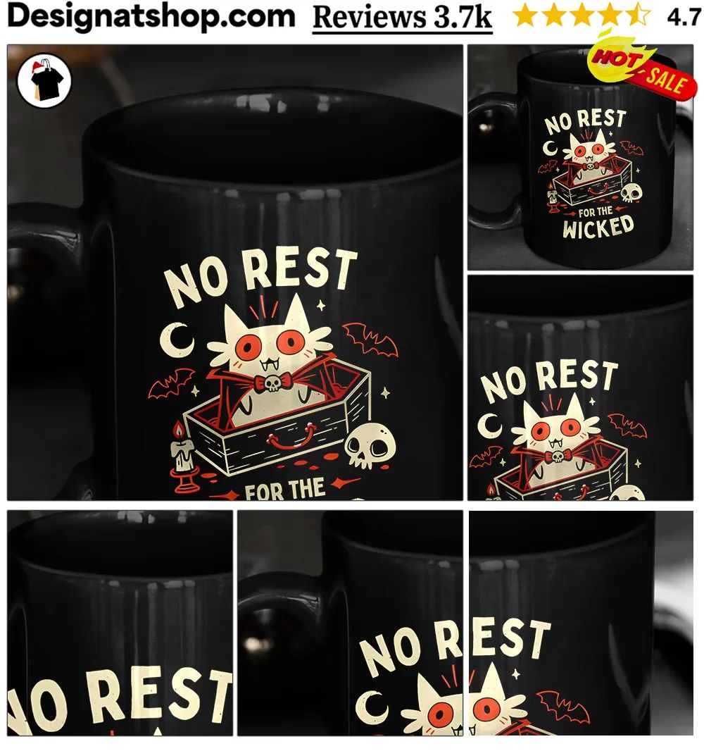 No Rest For The Wicked Spooky Vampire Cat Halloween shirt