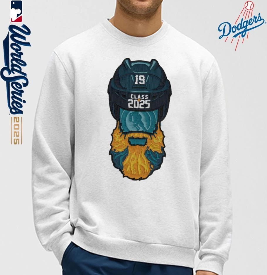 San Jose Sharks Jumbo Hall of Fame Beard Logo 2025 T-Shirt