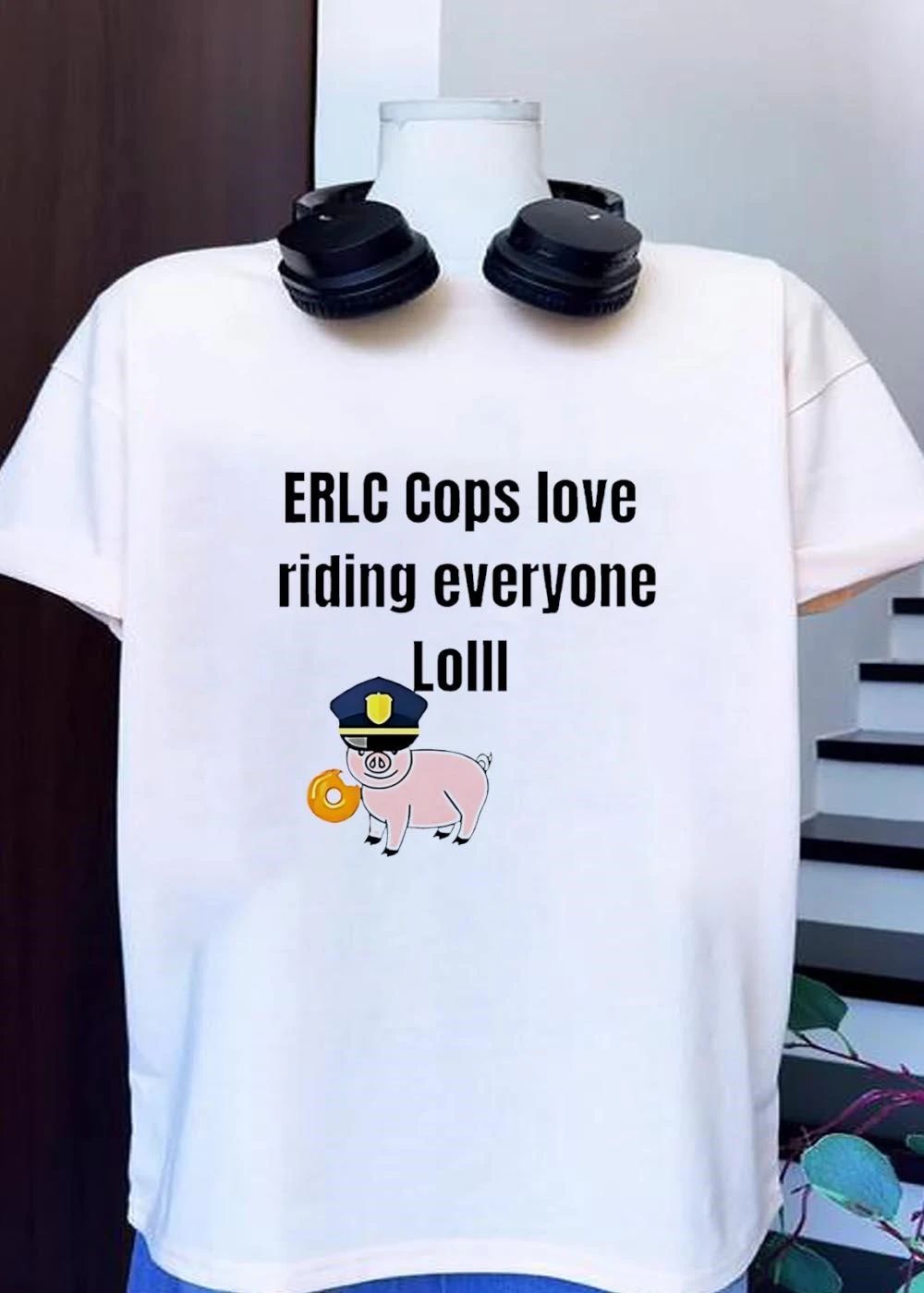 ERLC Pig Cop Eating Donut Riding Everyone Lolll T-Shirt