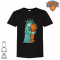 Statue of Liberty Hugging Basketball Knicks Forever Blue Illustration shirt