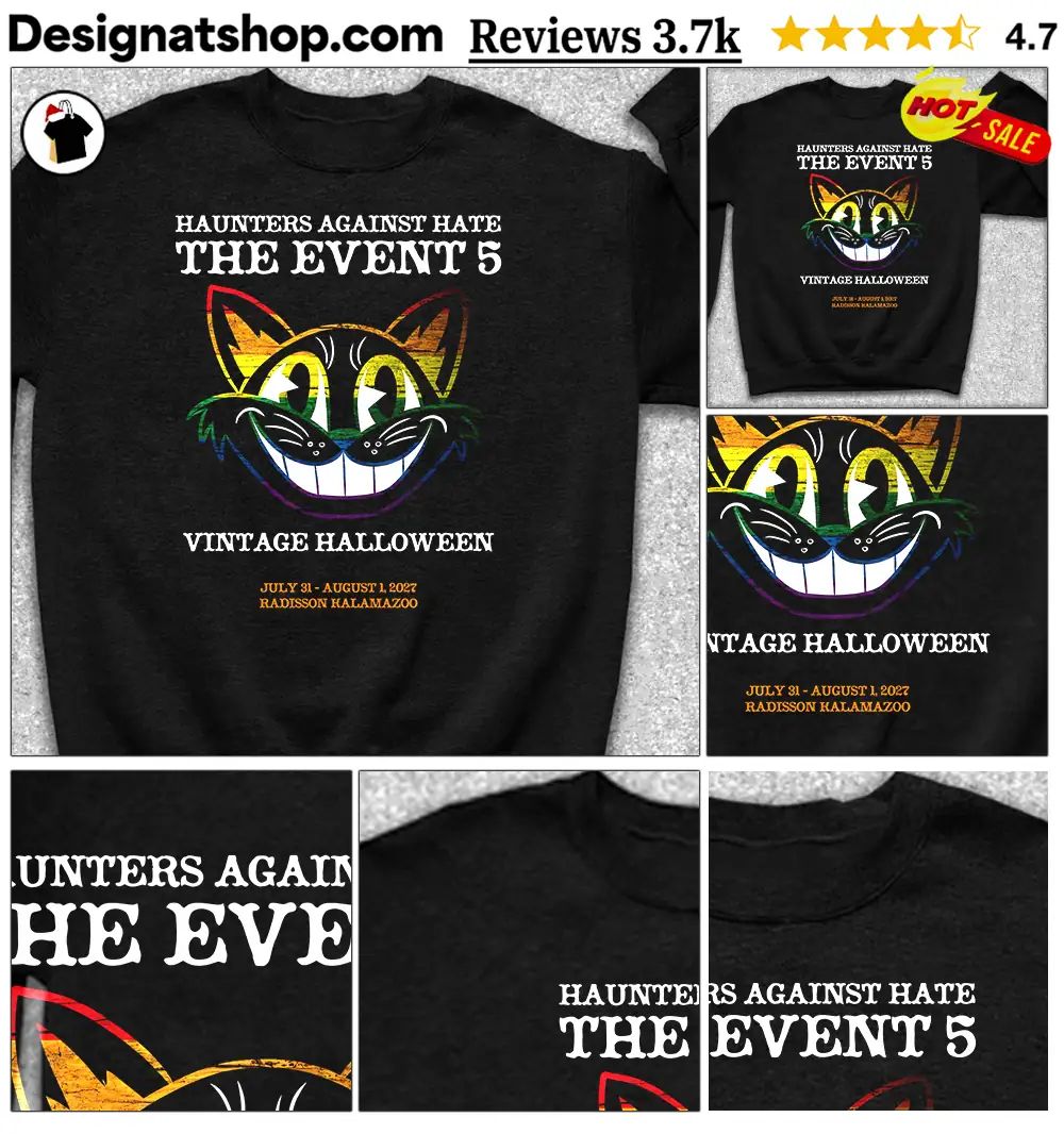 Haunters against hate cat event 5 vintage halloween radisson kalamazoo shirt