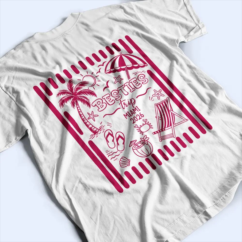 Custom Photo Pencil Sketch Beach Crew Besties Trip - Personalized T Shirt