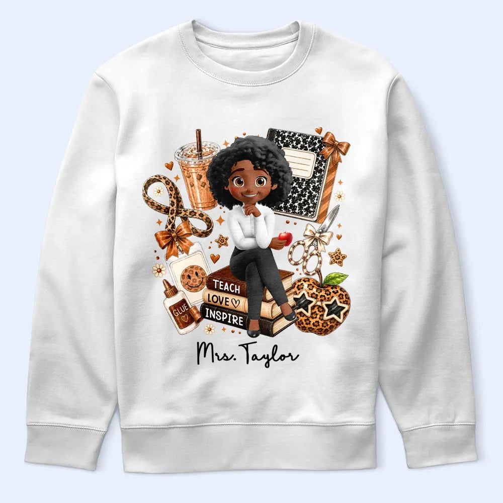 Leopard Style Teacher Life - Personalized T Shirt