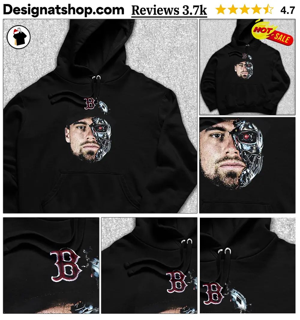 The Durbinator Caleb Durbin x Terminator half-half face Boston Red Sox baseball shirt