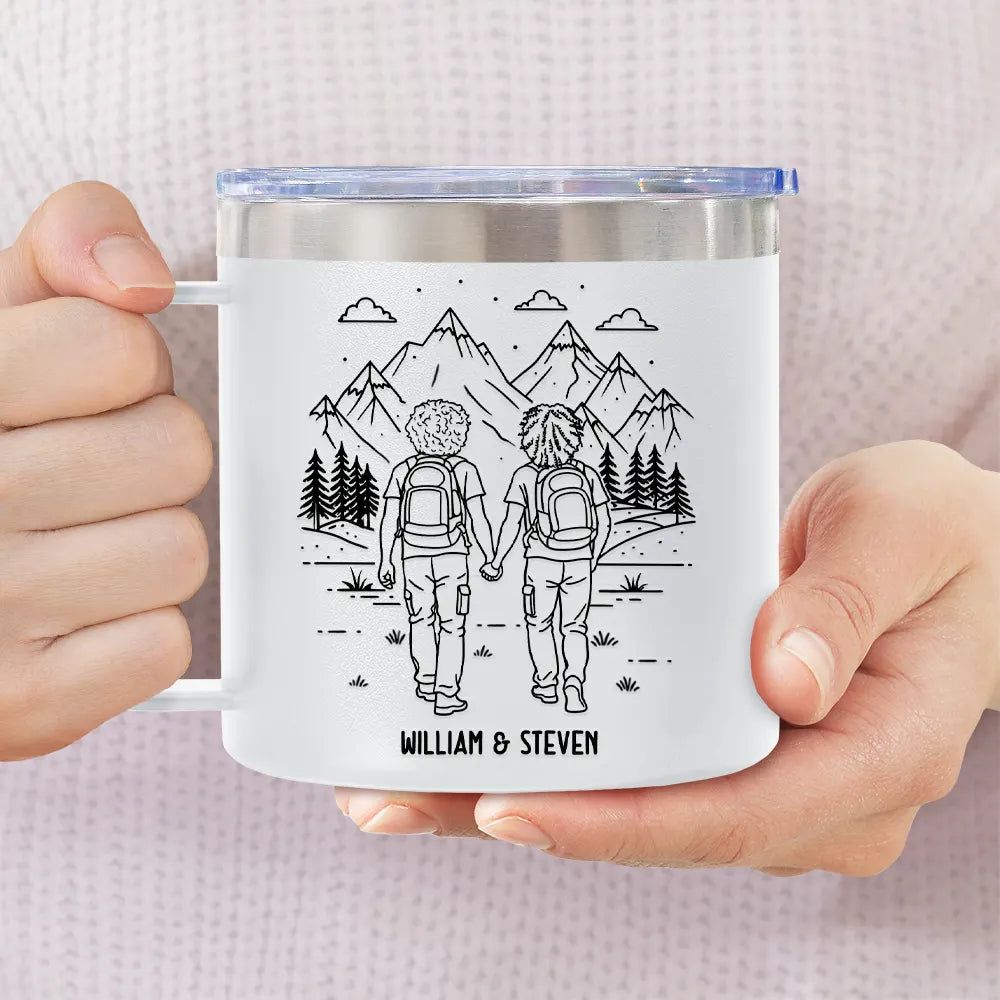 Adventure Partners For Life - Personalized 14oz Stainless Steel Tumbler With Handle