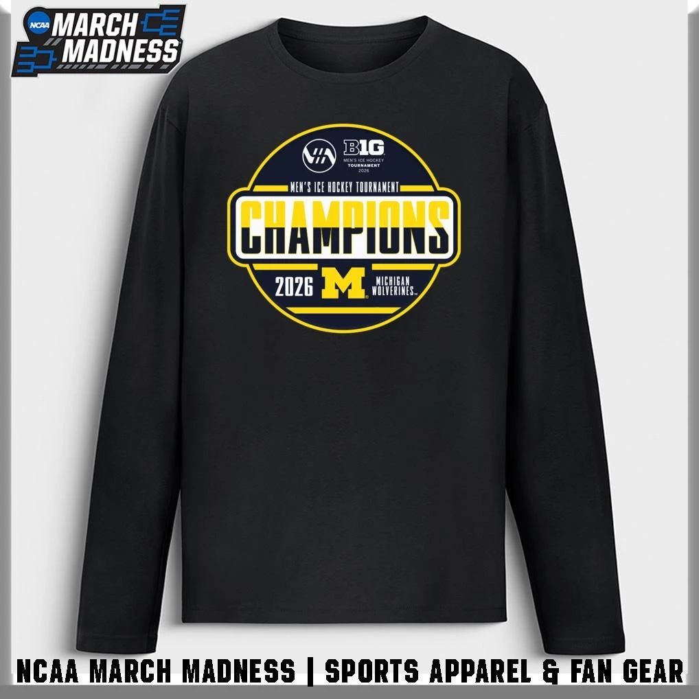 Michigan Wolverines 2026 Big Ten Men’s Ice Hockey Tournament Champions Locker Room T-Shirt