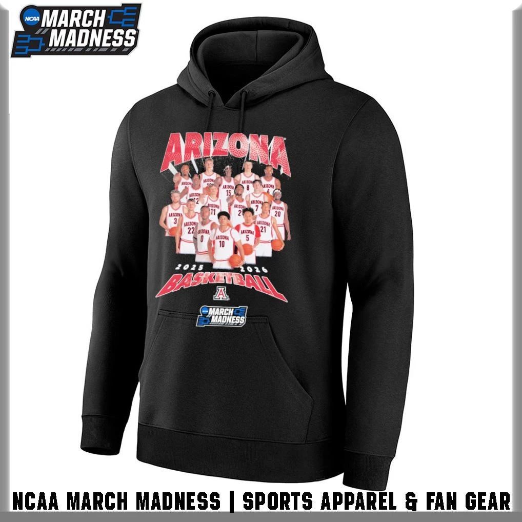 Arizona Wildcats Men’s Basketball Team 2025-26 March Madness T-Shirt