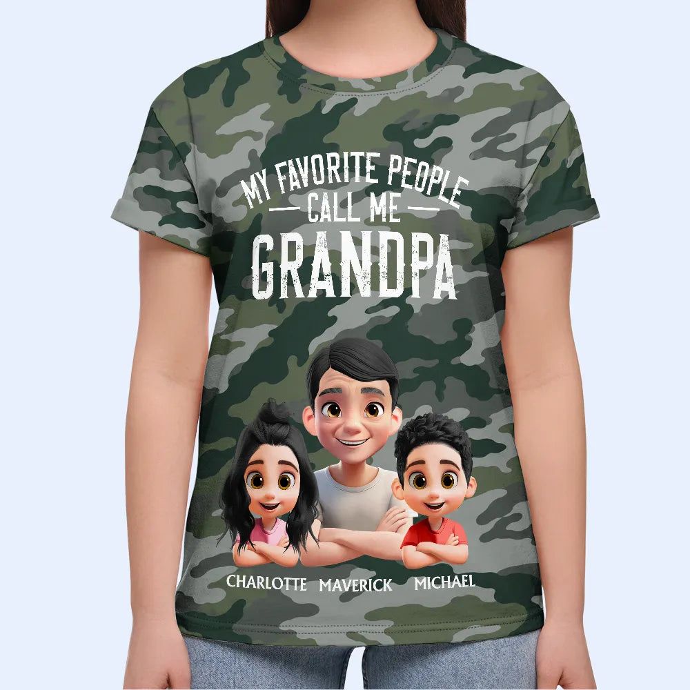 My Favorite People Call Me Grandpa Camouflage Pattern - Personalized Full Print T Shirt